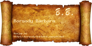 Borsody Barbara névjegykártya